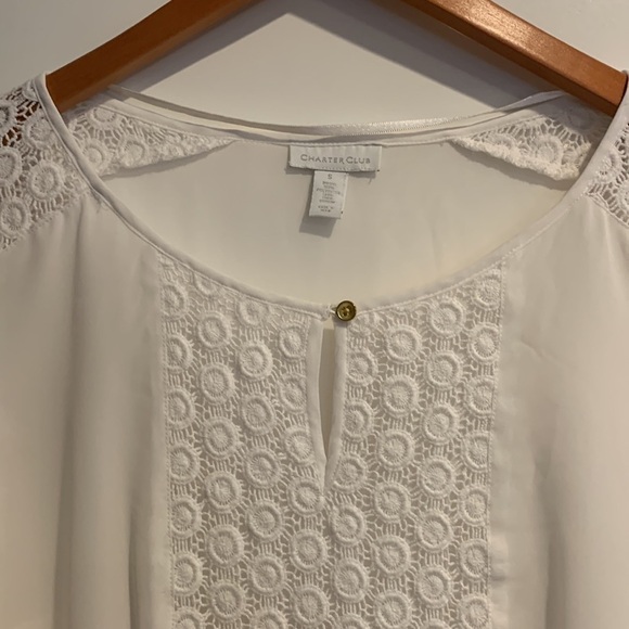 Charter Club Sheer Double Layer Key Hole Top Size Small - Picture 3 of 11